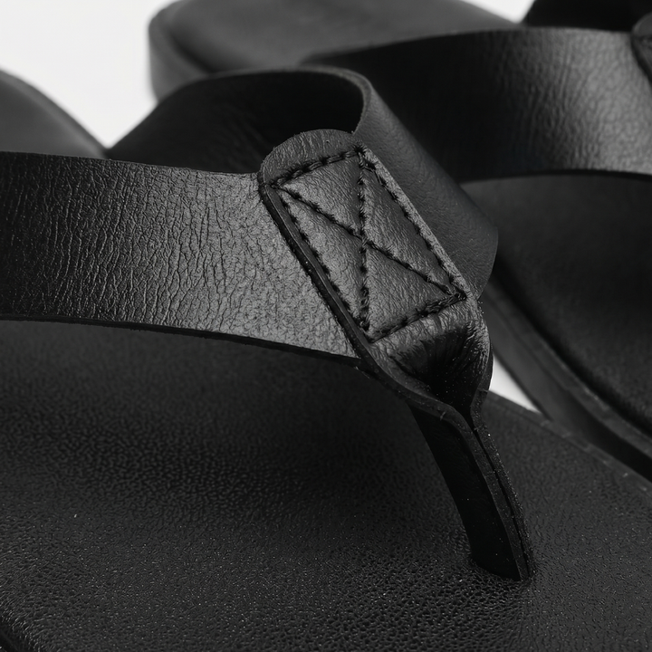 NOMU | Men's Leather Flip Flops – Cross-Over Strap Minimalist Design
