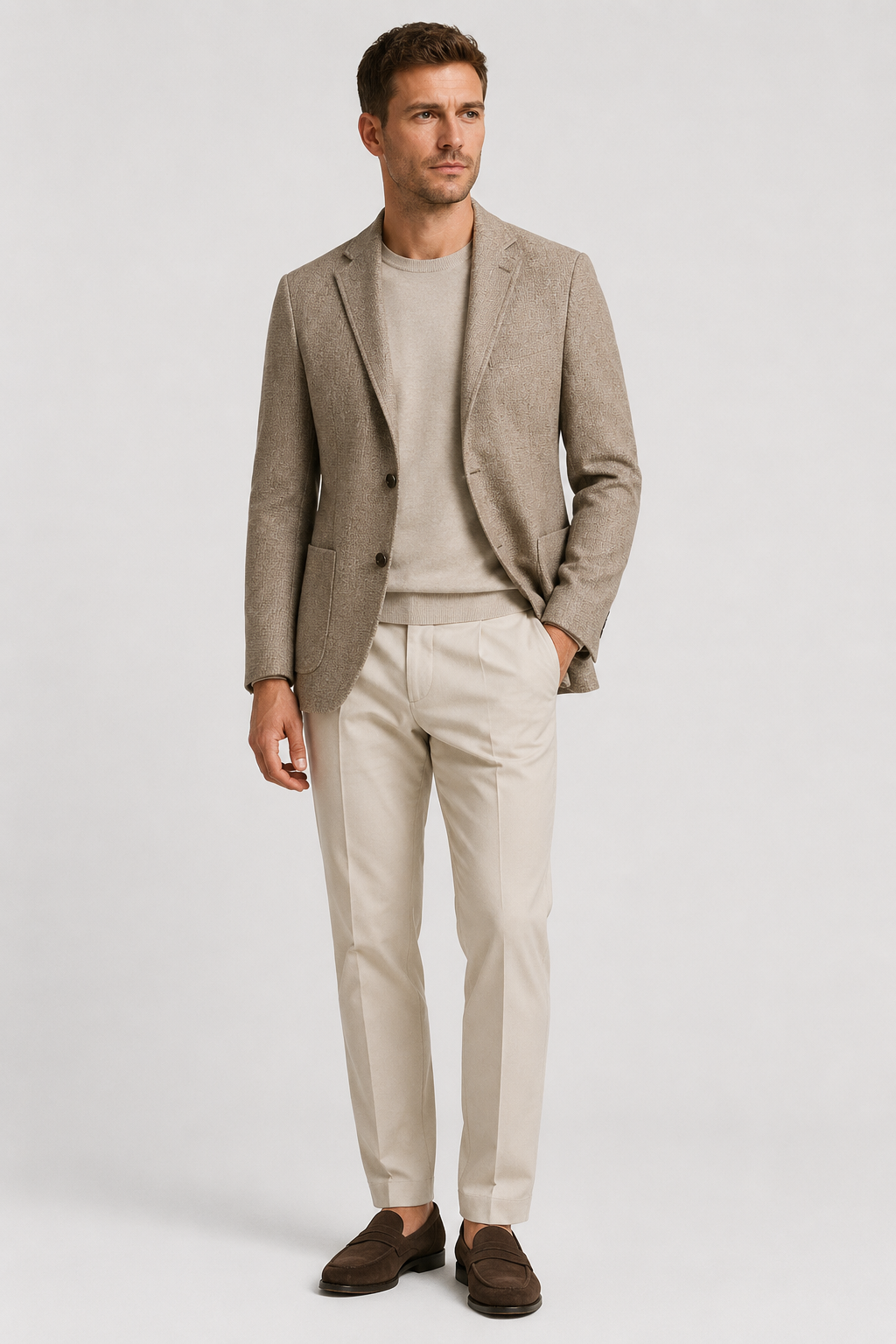 NOMU | Men's Textured Tailored Blazer – Smart Casual Single-Breasted Jacket