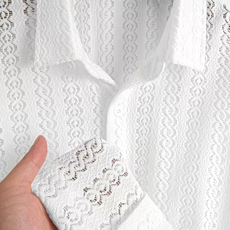 NOMU | Men's Knit Polo Shirt – Textured Open Weave Summer Design