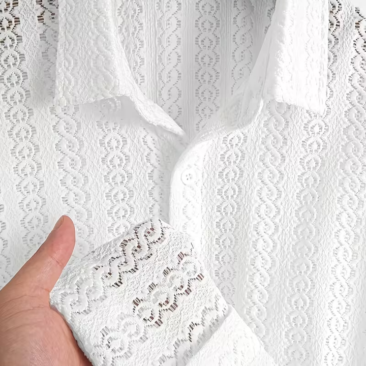 NOMU | Men's Knit Polo Shirt – Textured Open Weave Summer Design