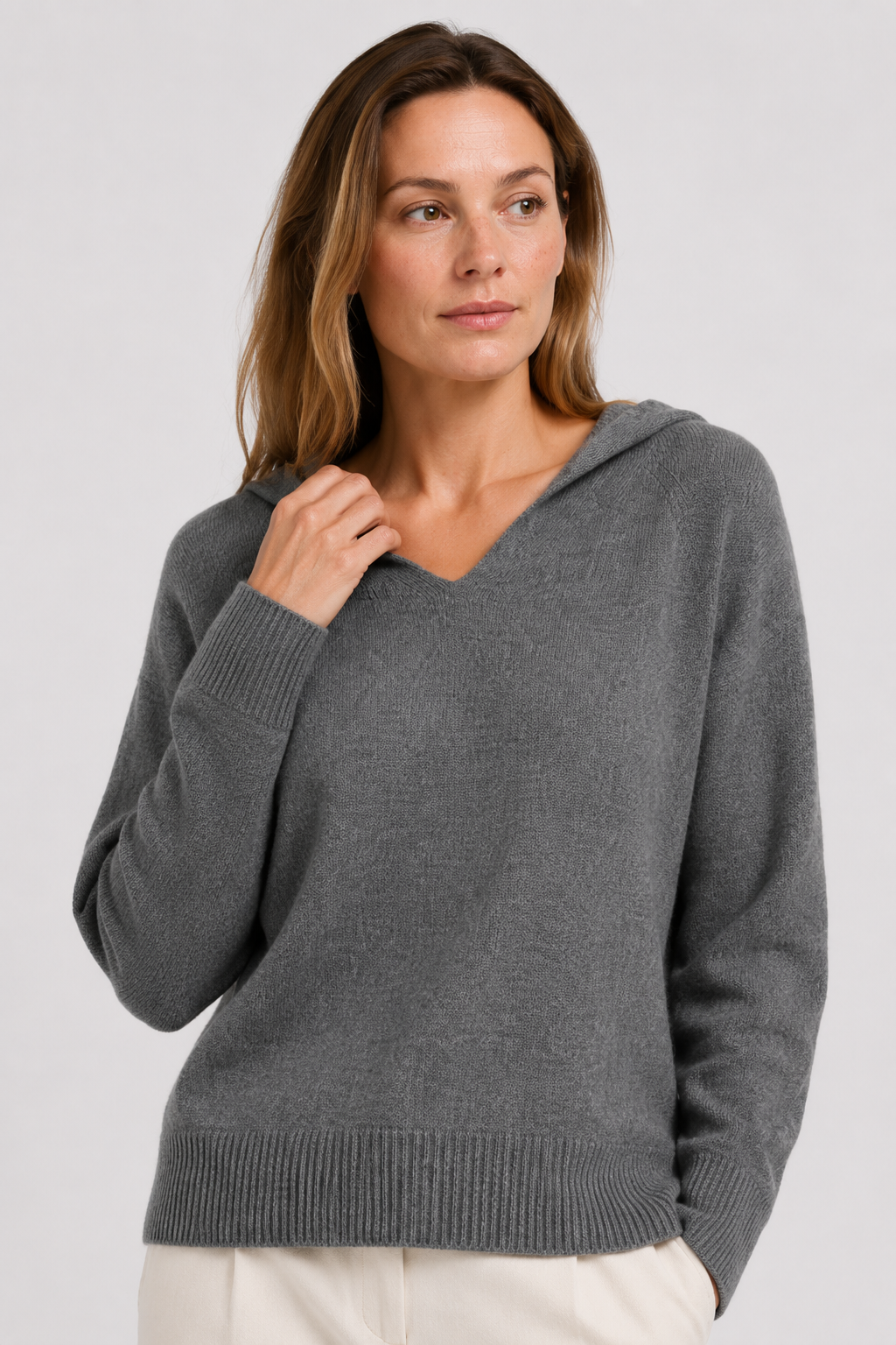 NOMU | Women's Hooded Knit Sweater – Soft Relaxed Pullover Hoodie