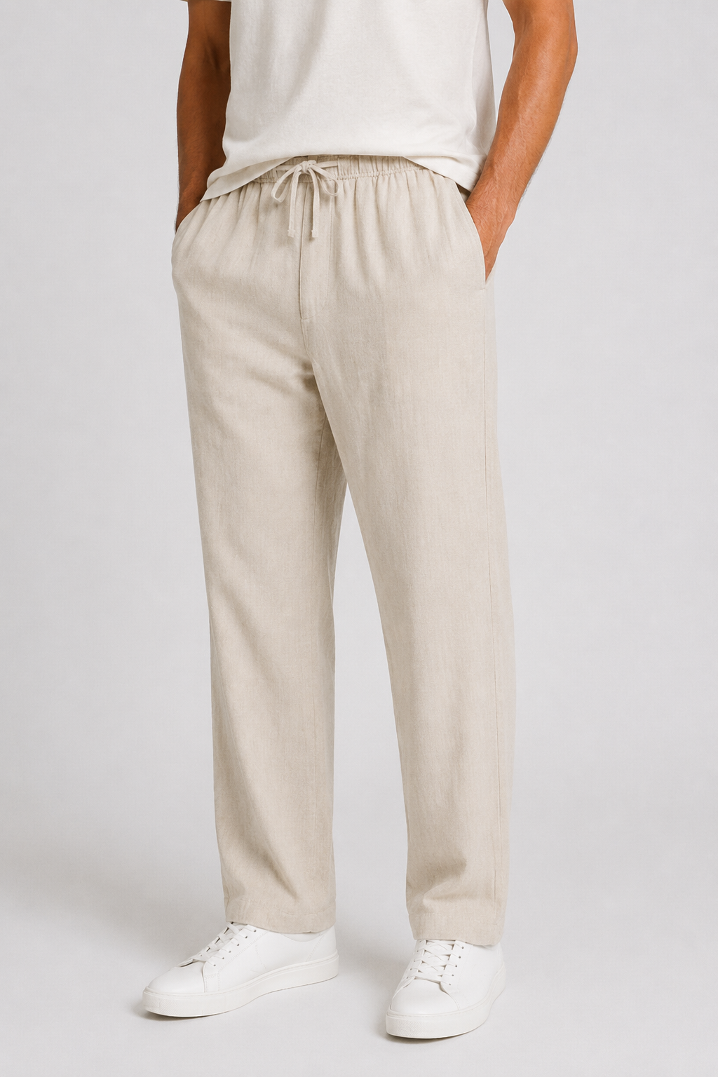 NOMU | Men's Linen Drawstring Pants – Relaxed Smart Casual Trousers