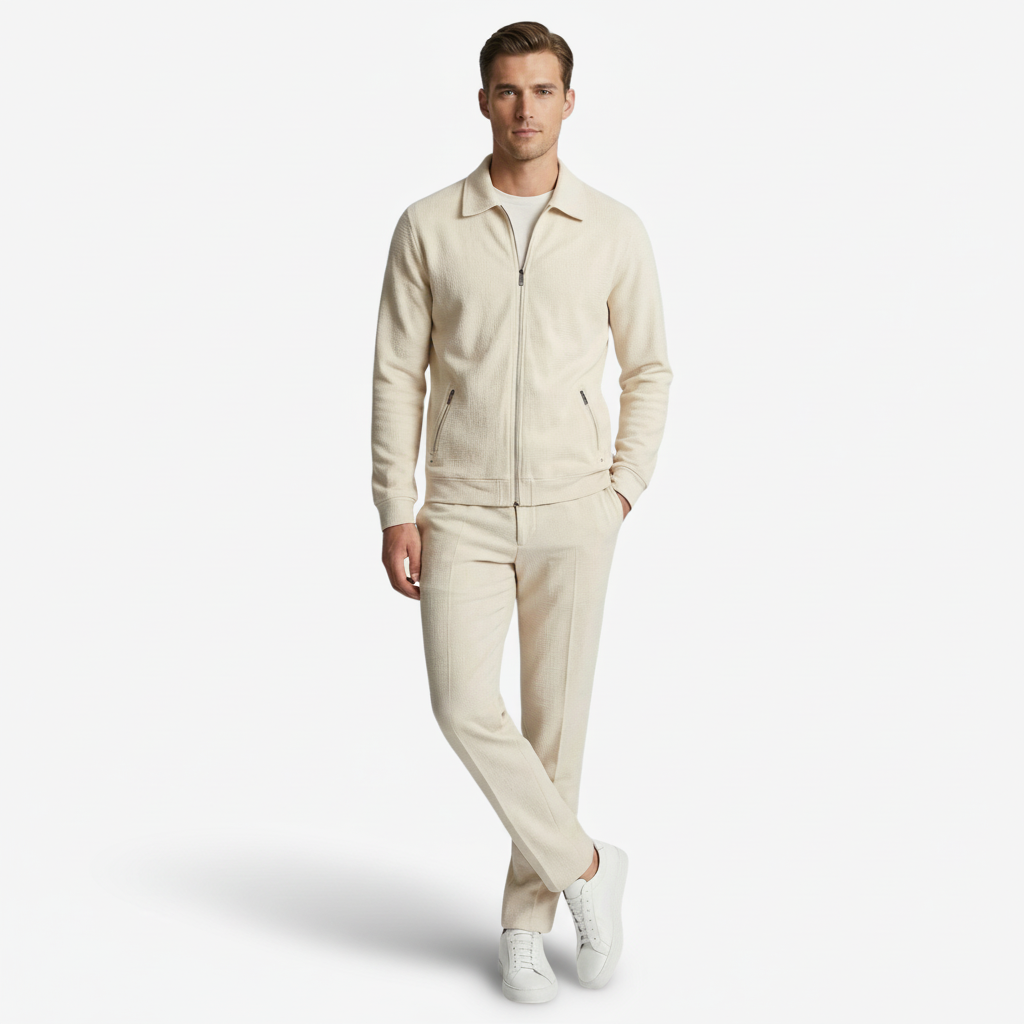 NOMU | Men's Textured Zip-Up Jacket – Minimalist Smart Casual Outerwear