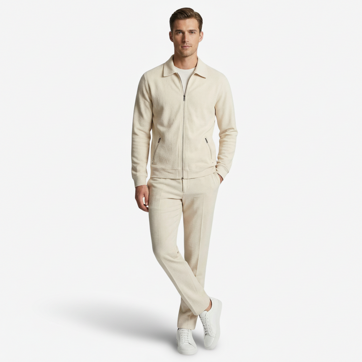 NOMU | Men's Textured Zip-Up Jacket – Minimalist Smart Casual Outerwear