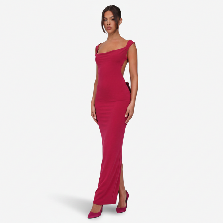NOMU | Women's Bodycon Maxi Dress – Sleeveless Side Slit Fitted Design