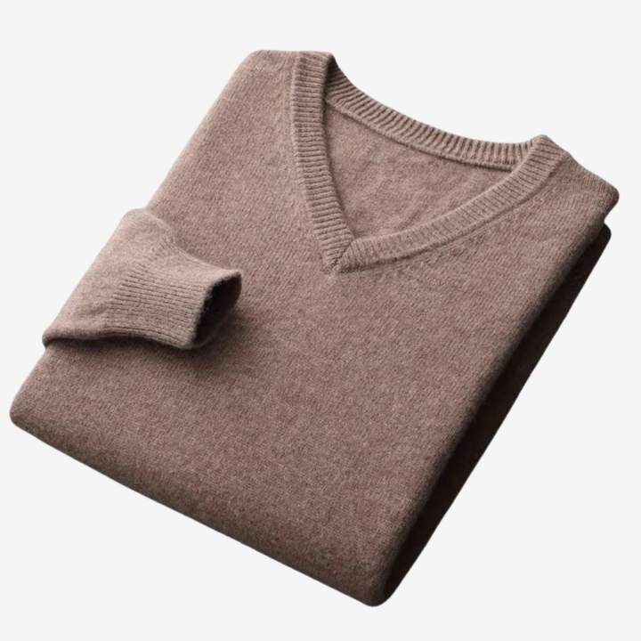NOMU | Men's V-Neck Knit Sweater – Minimalist Soft-Touch Pullover