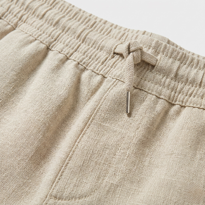 NOMU | Men's Linen Blend Drawstring Shorts – Casual Relaxed Summer Shorts