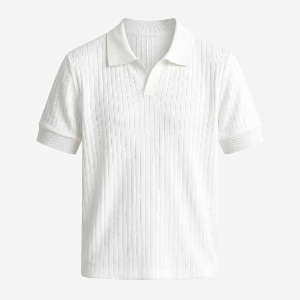 NOMU | Men’s Ribbed Knit Short Sleeve Polo Shirt