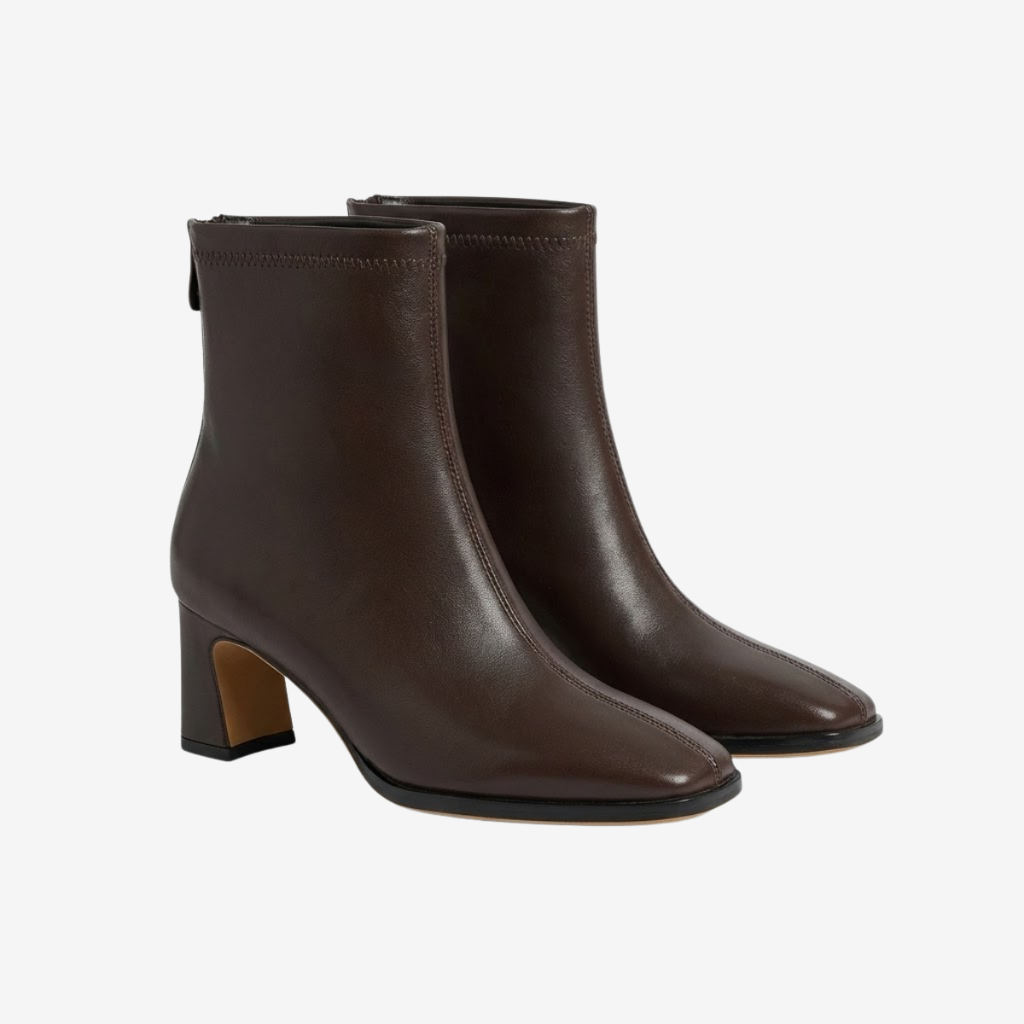 NOMU | Women's Minimalist Block Heel Ankle Boots – Sleek Side Zip Dress Boots