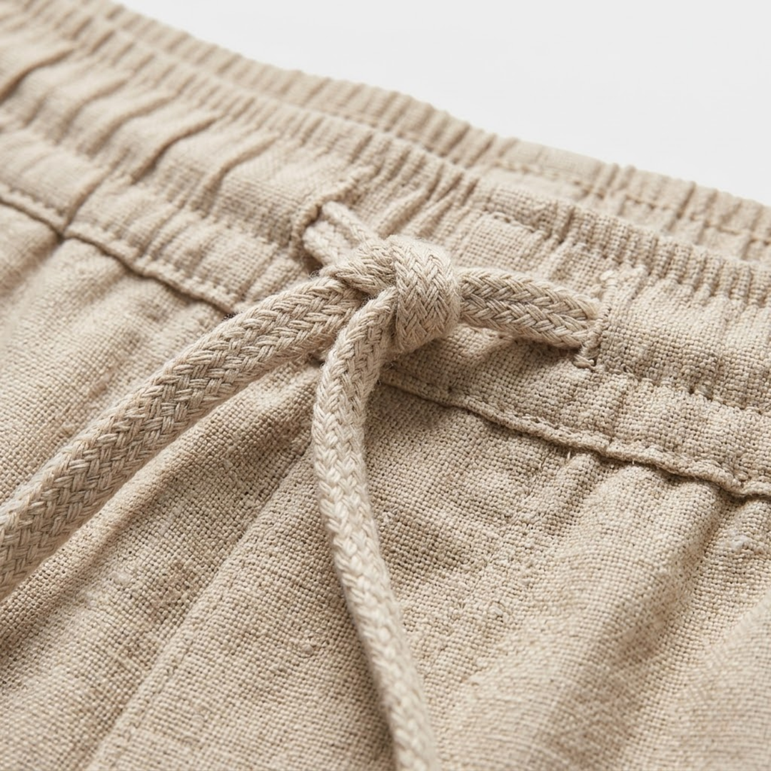 NOMU | Men's Linen Drawstring Pants – Relaxed Fit Casual Tapered Trousers
