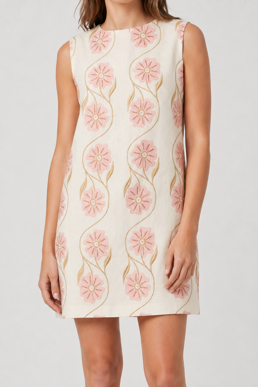 NOMU | Women's Printed Mini Dress – Sleeveless Crew Neck Shift Design