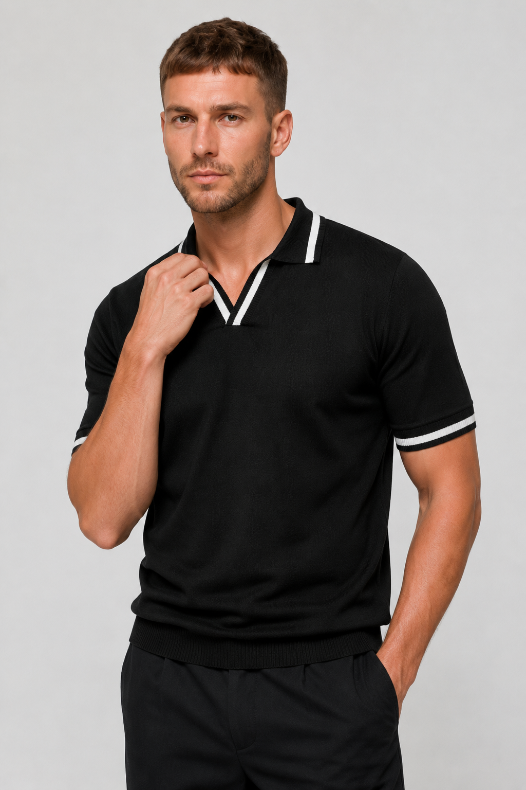 NOMU | Men’s Contrast Trim Short Sleeve Polo Shirt