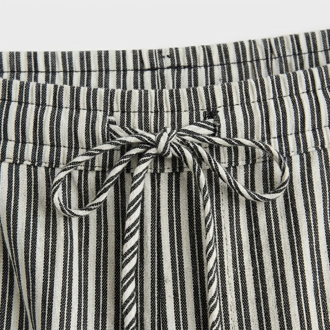 NOMU | Women's Striped Drawstring Pants – Relaxed Fit Casual Ankle Trousers