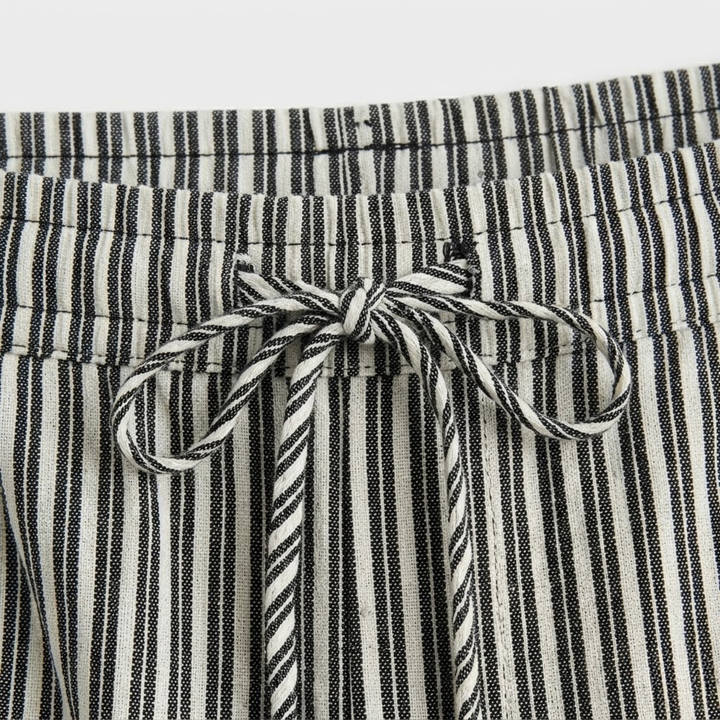 NOMU | Women's Striped Drawstring Pants – Relaxed Fit Casual Ankle Trousers