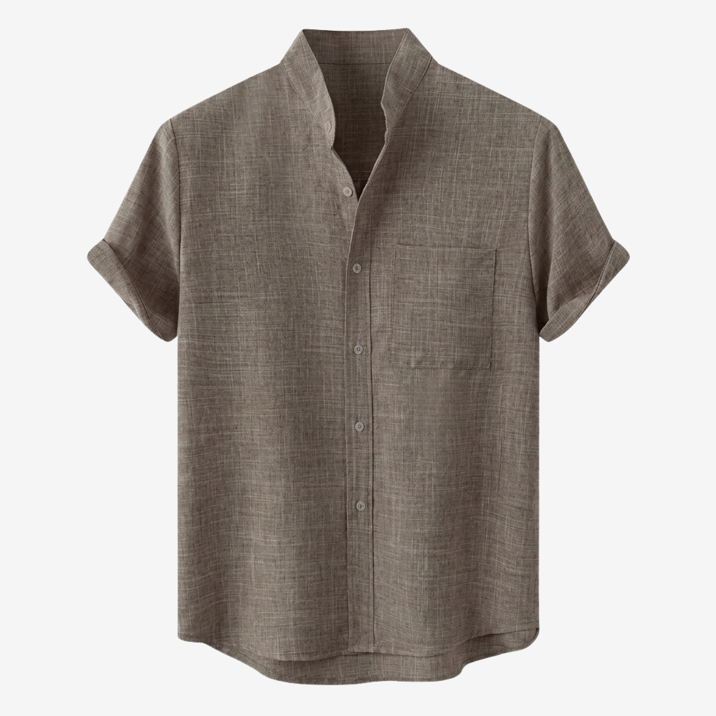 NOMU | Men’s Short Sleeve Mandarin Collar Shirt
