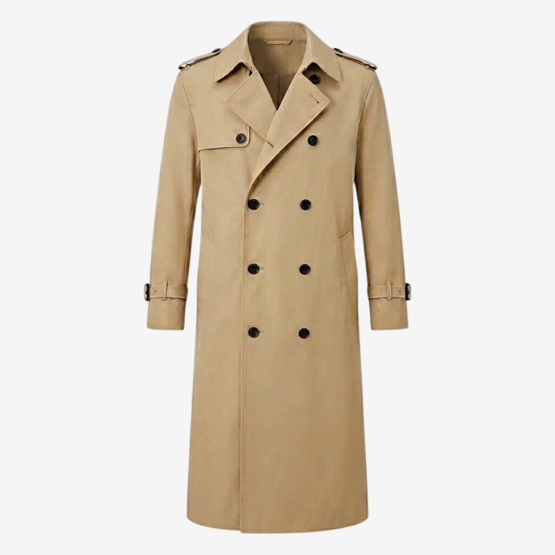 NOMU | Men's Classic Double-Breasted Trench Coat – Timeless Tailored Outerwear