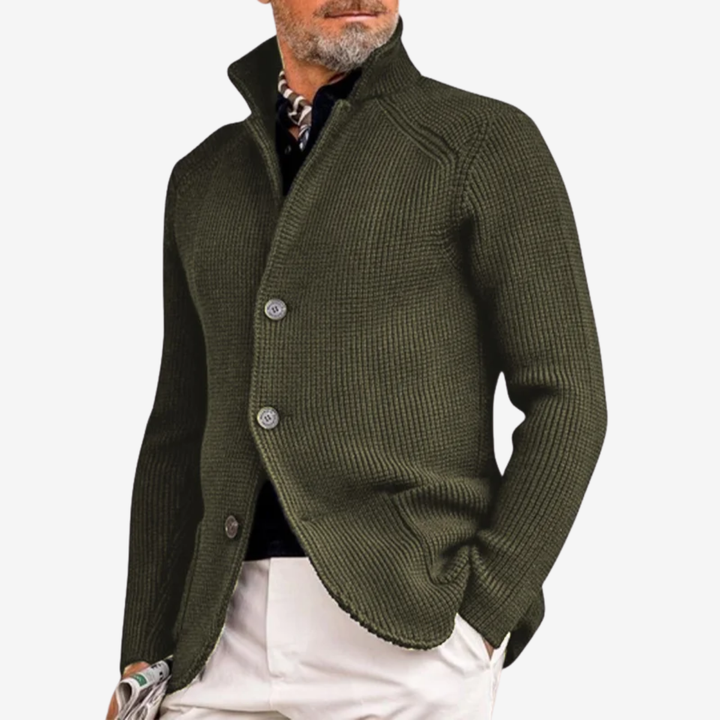 NOMU | Men's Knit Button Cardigan – Textured Smart Casual Sweater Jacket