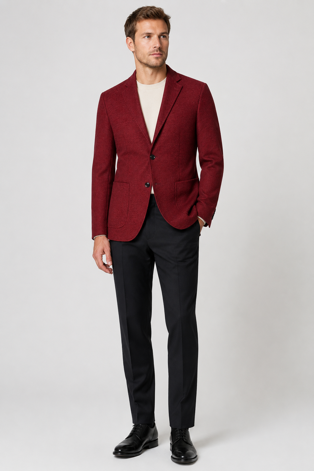 NOMU | Men's Textured Tailored Blazer – Smart Casual Single-Breasted Jacket