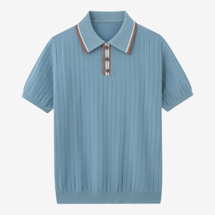 NOMU | Men's Textured Knit Polo Shirt – Smart Casual Short Sleeve Sweater Polo