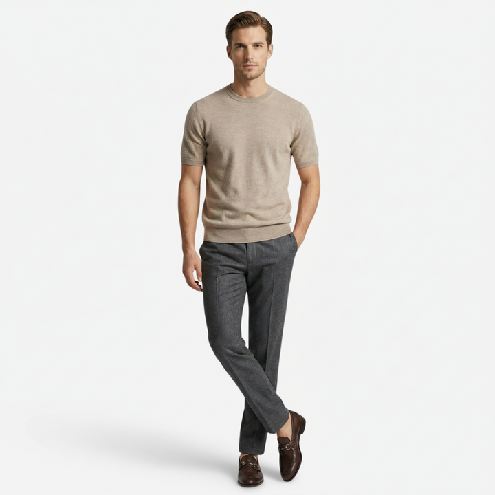 NOMU | Men's Fine Knit Crew Neck Sweater Tee – Minimalist Soft-Touch Top