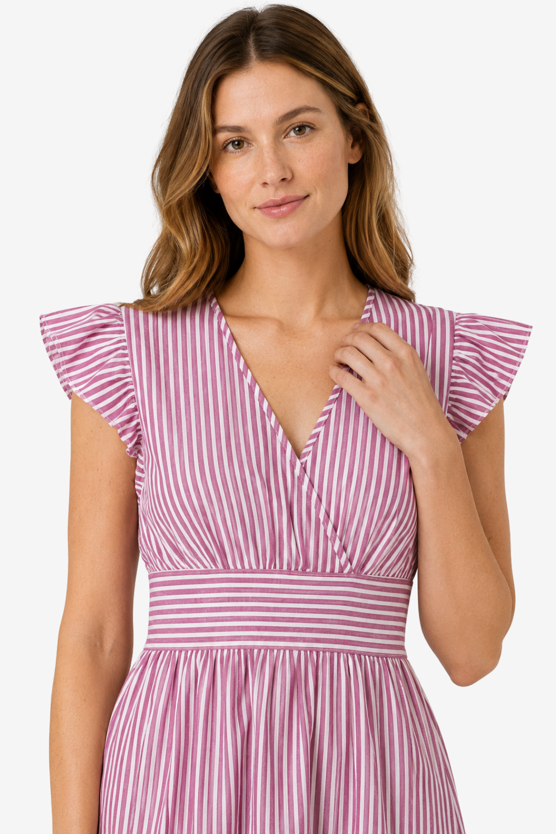 NOMU | Women's Striped Mini Dress – Ruffle Sleeve Smocked Waist Design