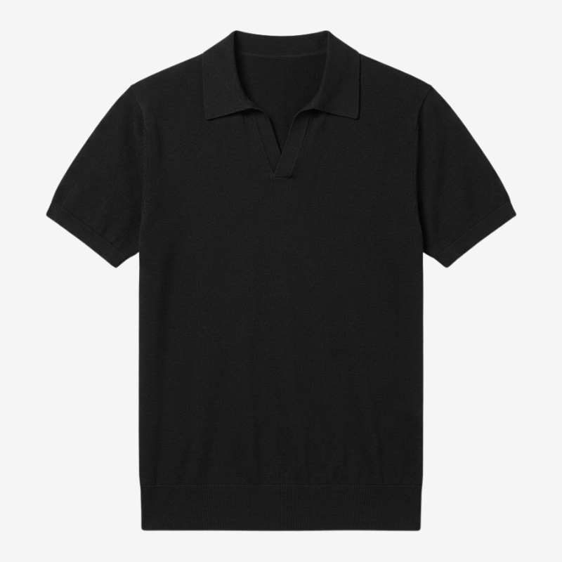 NOMU | Men's Minimalist Knit Polo Shirt – Smart Casual Short Sleeve Sweater Top