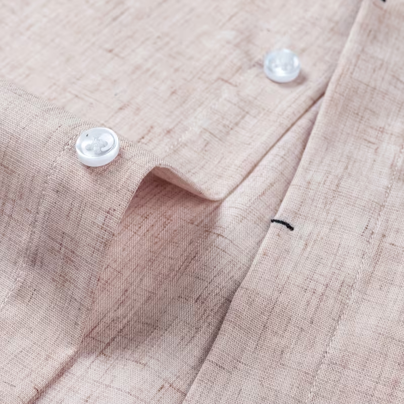 NOMU | Men's Linen Blend Shirt – Short Sleeve Casual Button Design