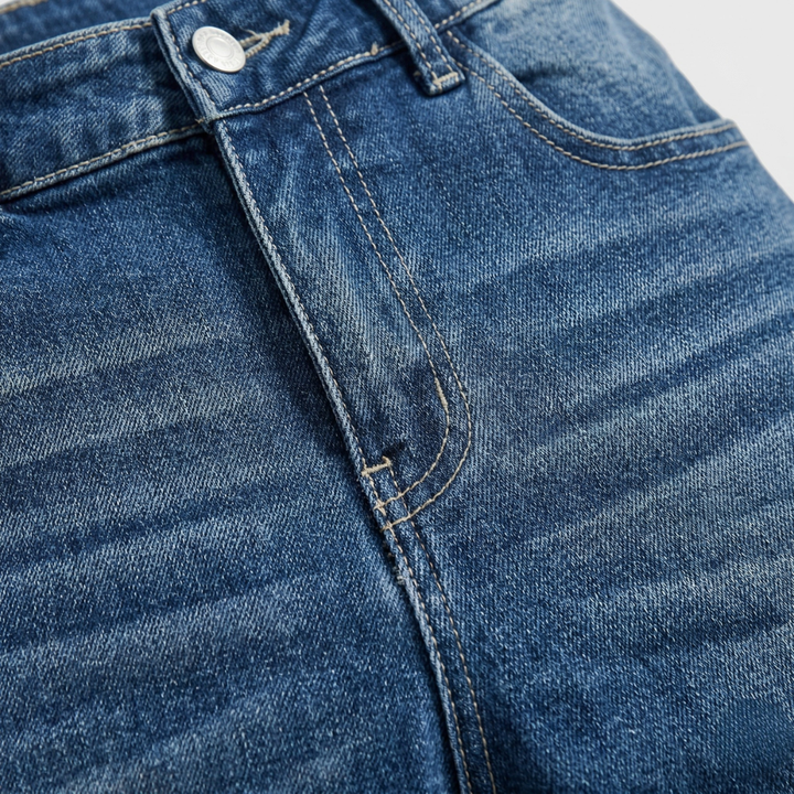 NOMU | Men's Slim Fit Denim Shorts – Casual Rolled Hem Stretch Jean Shorts