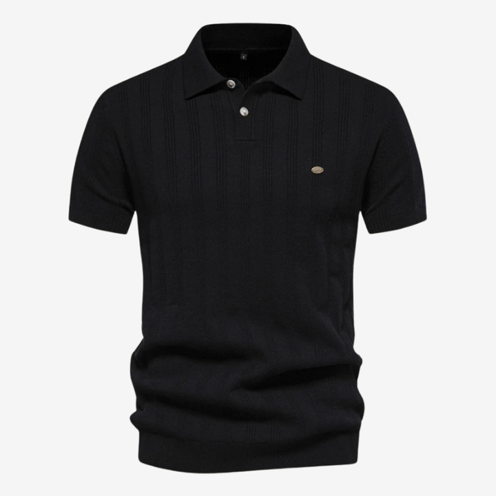 NOMU | Men's Textured Knit Polo Shirt – Slim Fit Smart Casual Short Sleeve Top