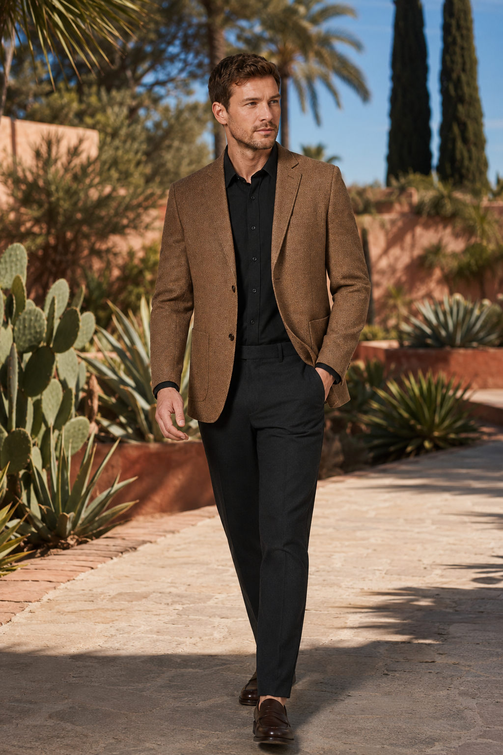 NOMU | Men's Textured Tailored Blazer – Smart Casual Single-Breasted Jacket