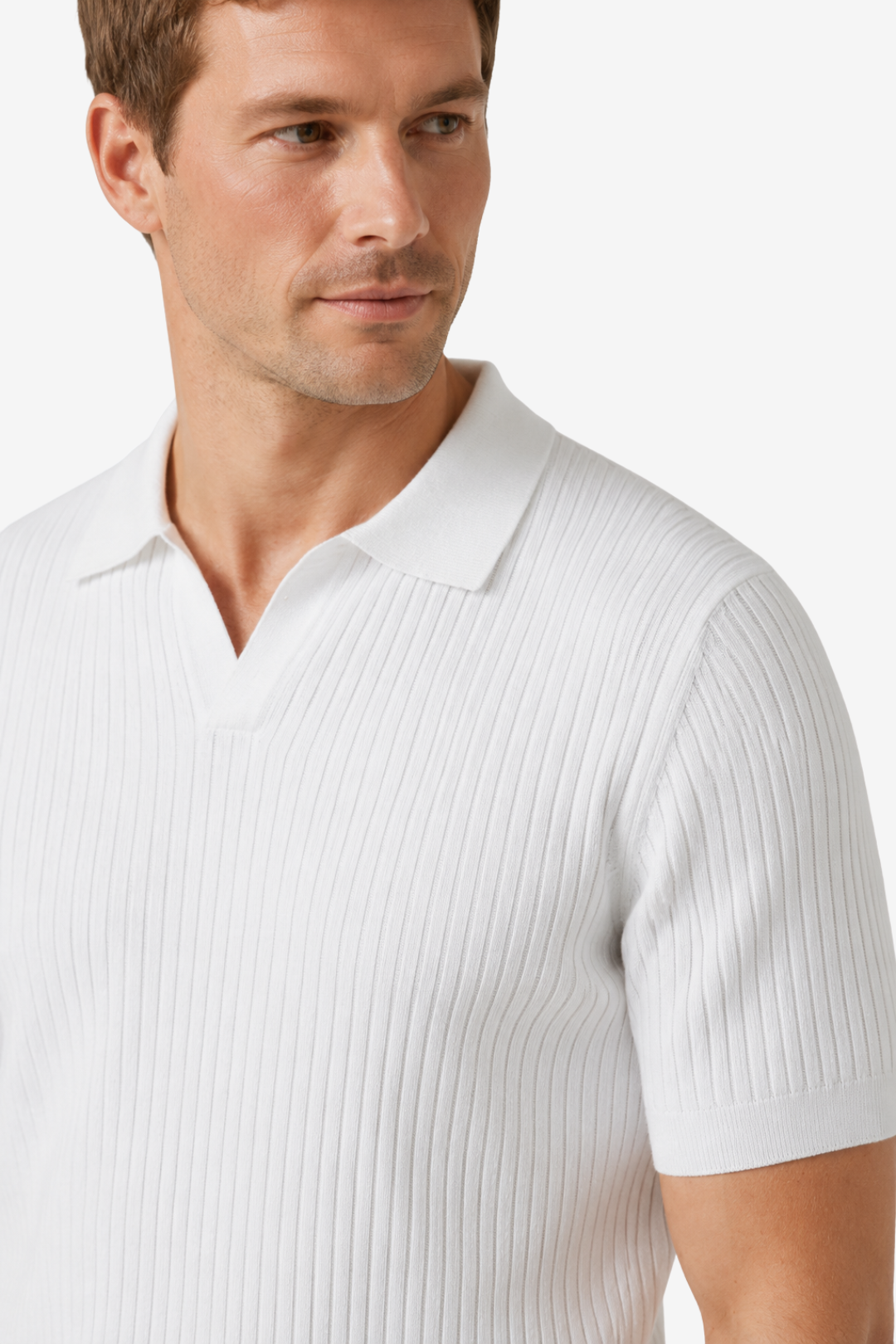 NOMU | Men's Ribbed Knit Polo Shirt – Modern Smart Casual Short Sleeve Top