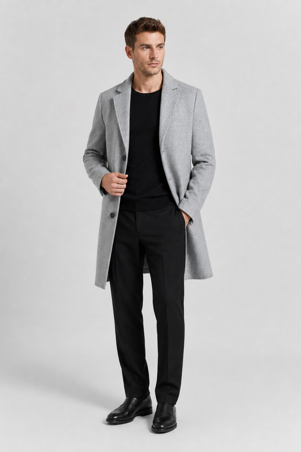 NOMU | Men's Classic Wool Blend Overcoat – Tailored Single-Breasted Coat
