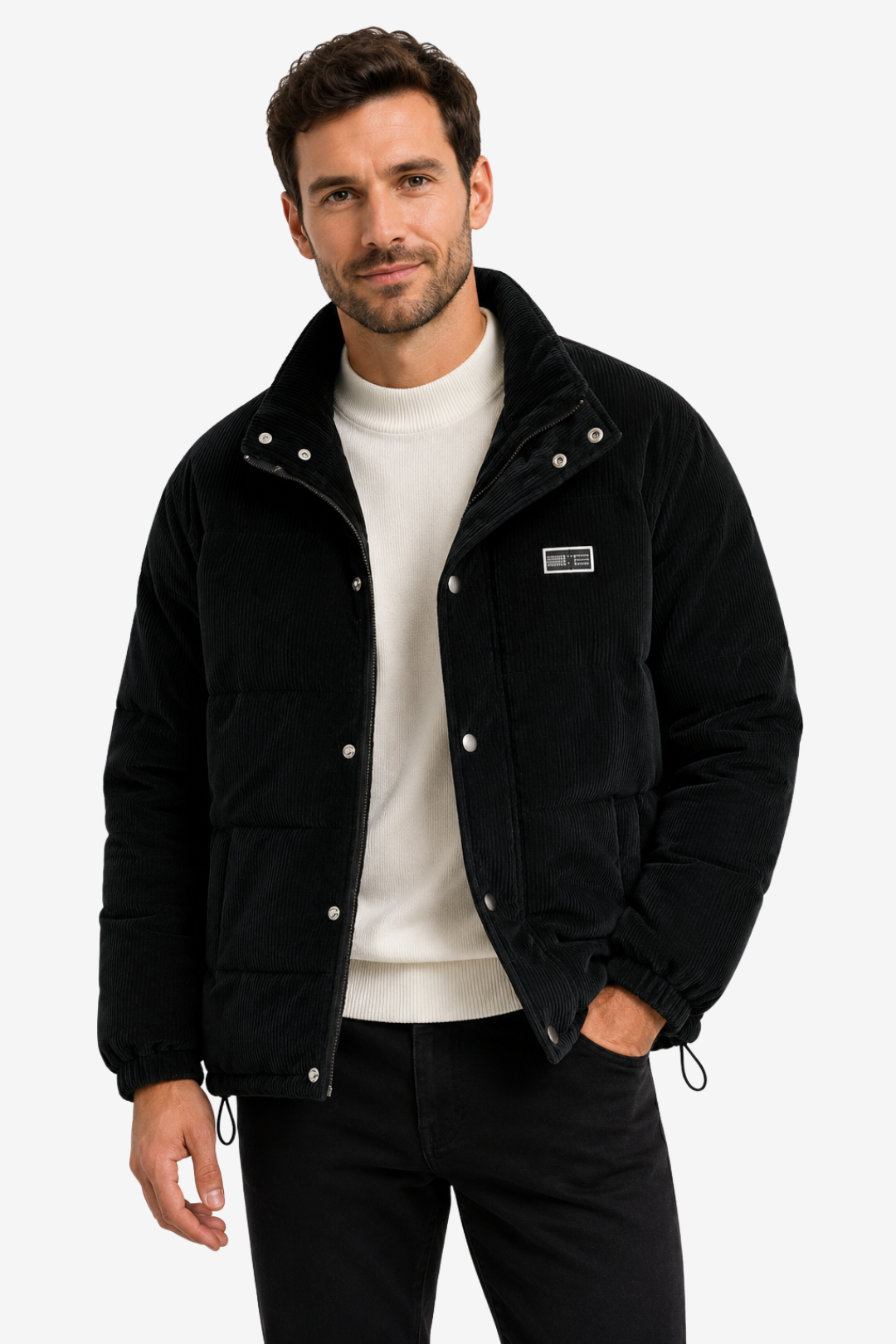 NOMU | Men's Puffer Jacket – Stand Collar Corduroy Casual Design