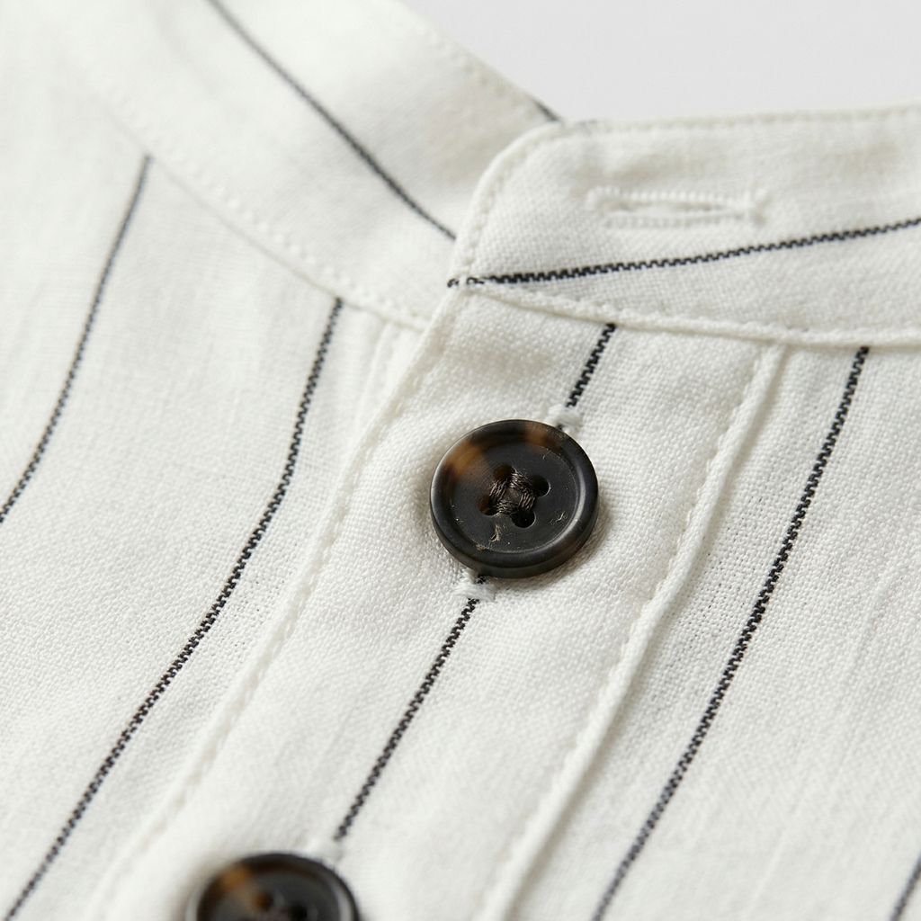 NOMU | Men's Striped Mandarin Collar Shirt – Long Sleeve Smart Casual Design