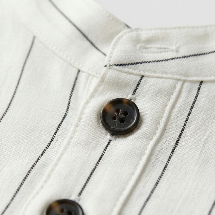 NOMU | Men's Striped Mandarin Collar Shirt – Long Sleeve Smart Casual Design
