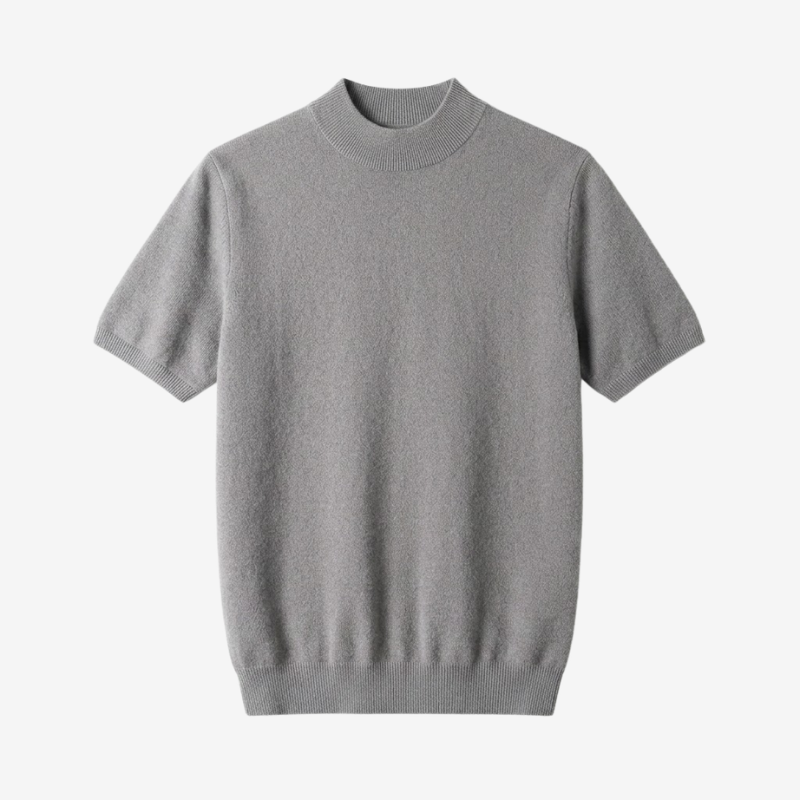 NOMU | Men's Knit Mock Neck Shirt – Minimalist Short Sleeve Design