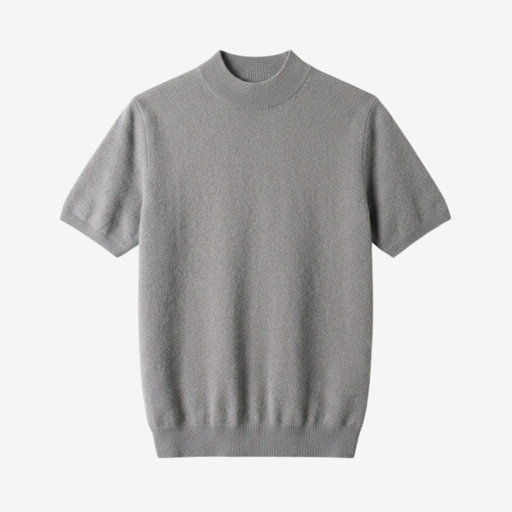 NOMU | Men's Knit Mock Neck Shirt – Minimalist Short Sleeve Design