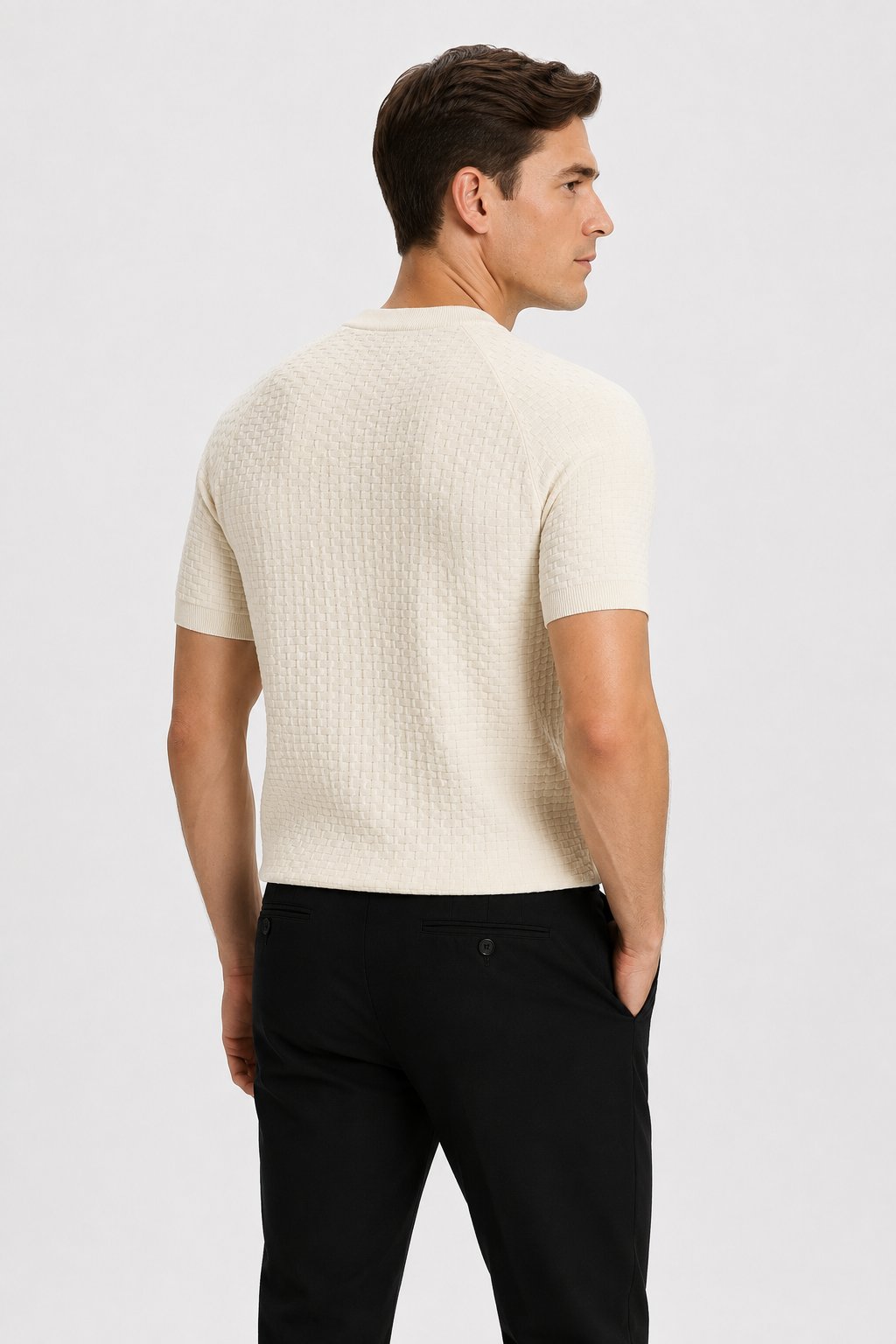 NOMU | Men's Textured Knit Crew Neck T-Shirt – Slim Fit Premium Casual Tee