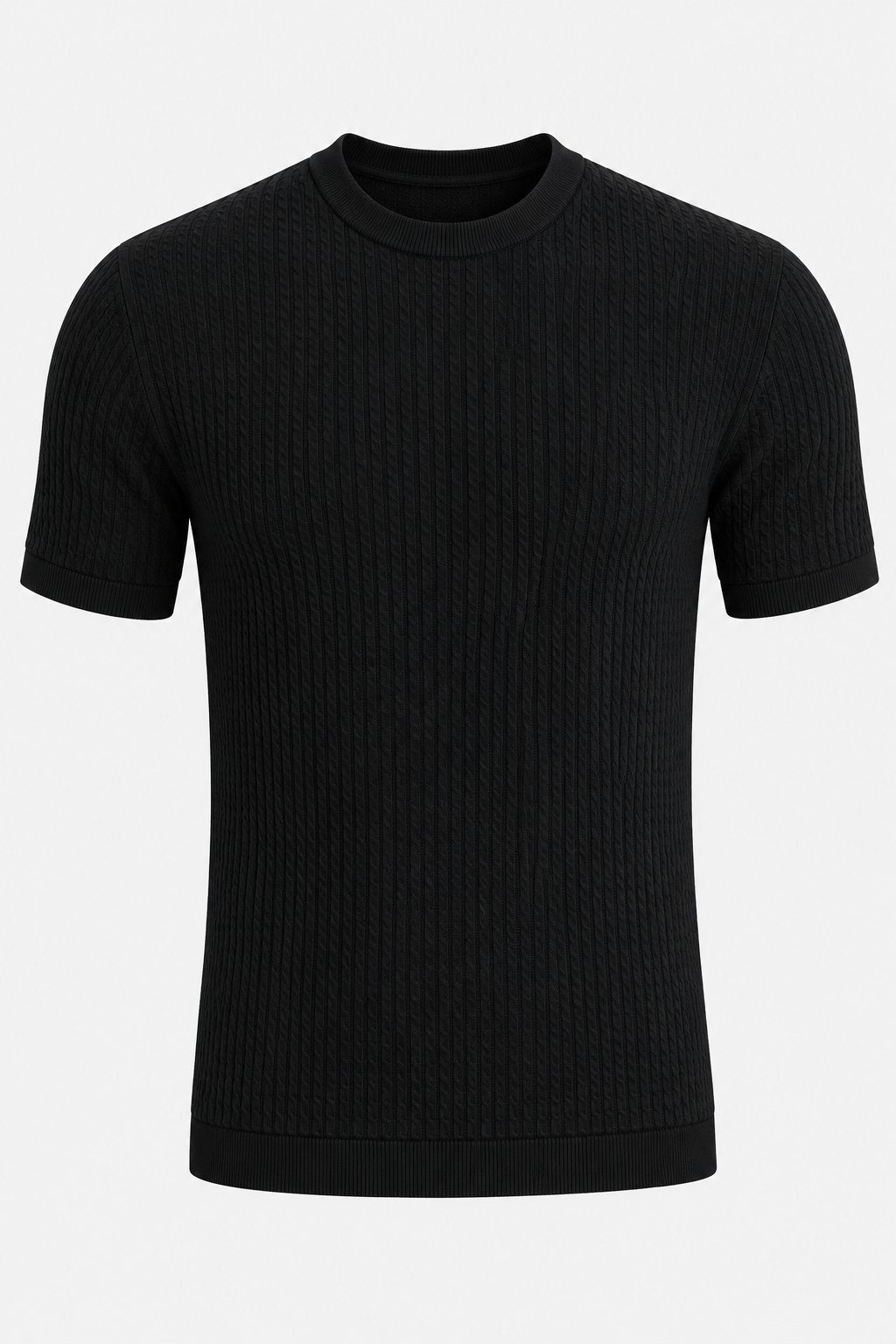 NOMU | Men's Textured Knit Crew Neck T-Shirt – Slim Fit Premium Casual Tee