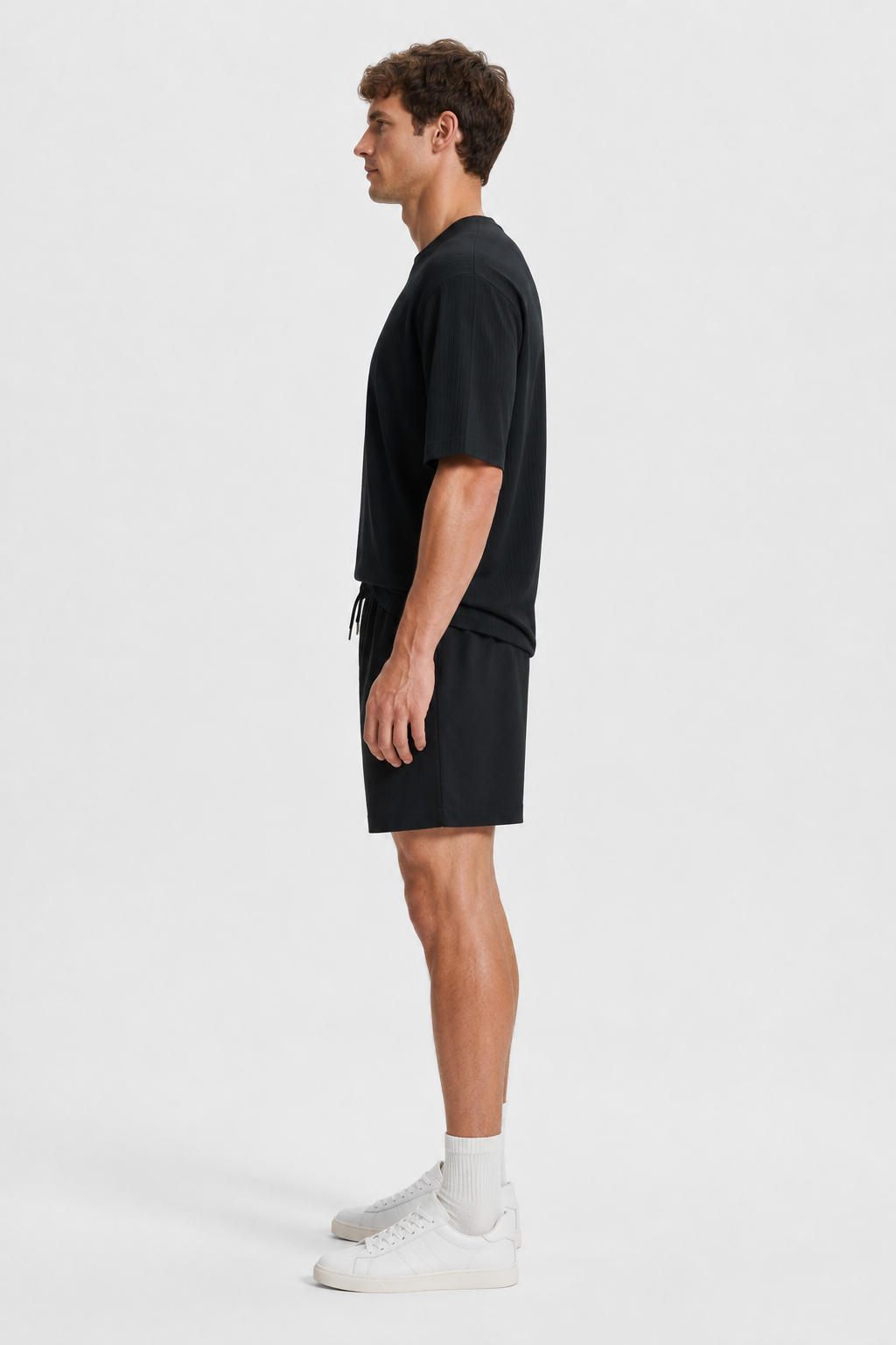 NOMU | Men's Relaxed Ribbed T-Shirt – Oversized Crew Neck Casual Everyday Tee