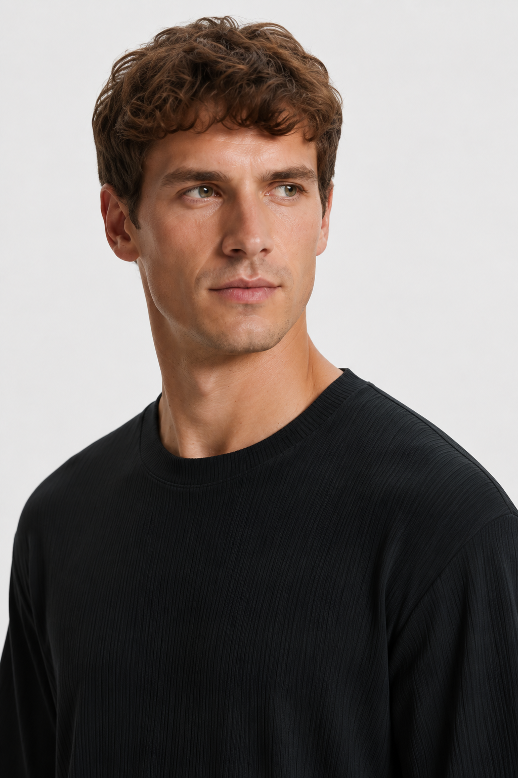 NOMU | Men's Relaxed Ribbed T-Shirt – Oversized Crew Neck Casual Everyday Tee
