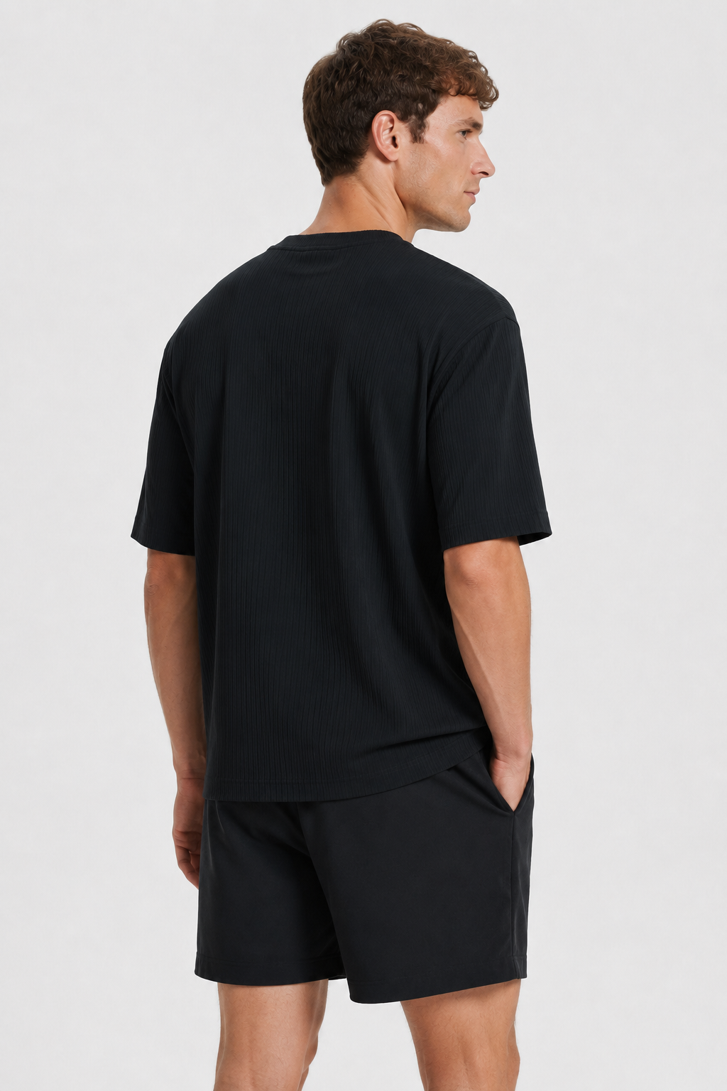 NOMU | Men's Relaxed Ribbed T-Shirt – Oversized Crew Neck Casual Everyday Tee