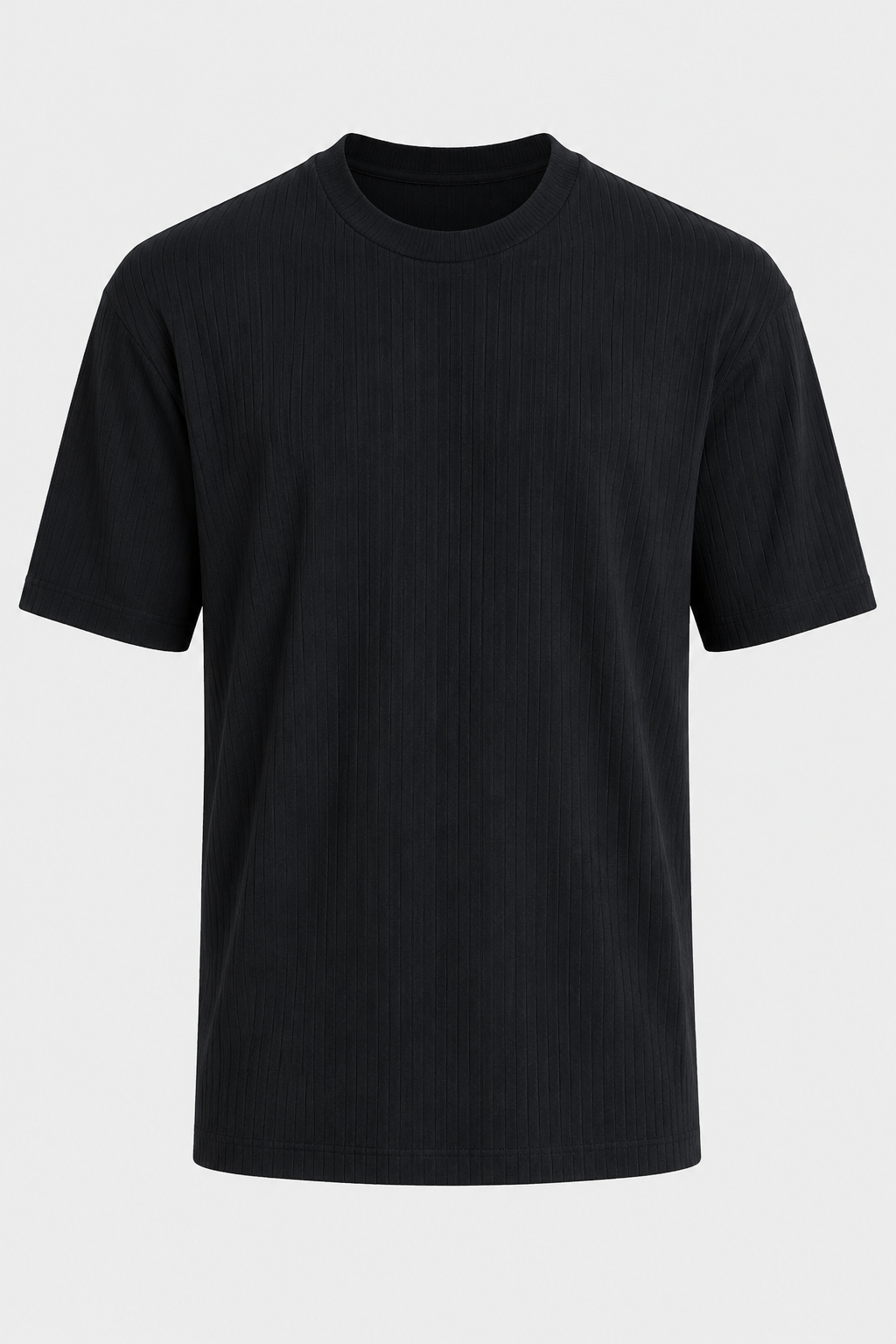 NOMU | Men's Relaxed Ribbed T-Shirt – Oversized Crew Neck Casual Everyday Tee