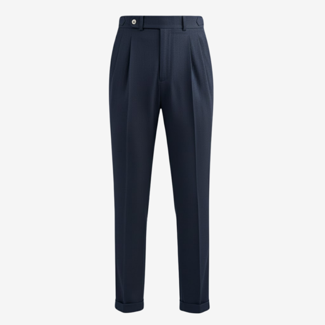 NOMU | Men's Tailored Pleated Ankle Trousers – Modern Slim Fit Dress Pants