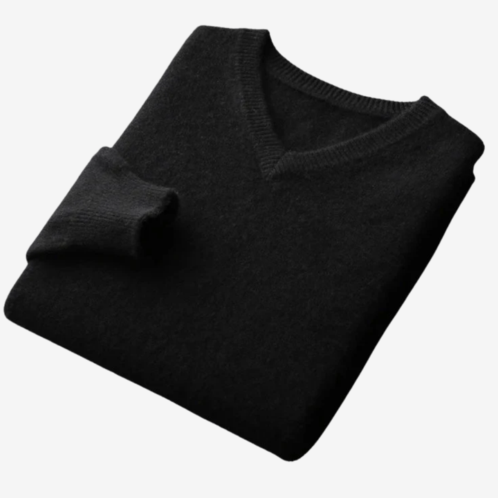 NOMU | Men's V-Neck Knit Sweater – Minimalist Soft-Touch Pullover