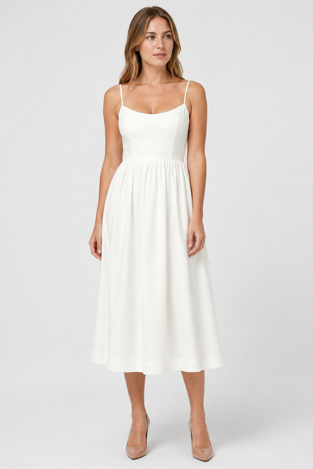 NOMU | Women's Sleeveless Midi Dress – Spaghetti Strap Flowy A-Line Design