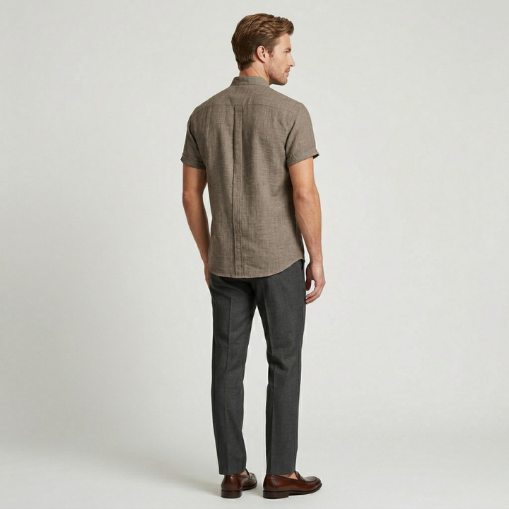 NOMU | Men’s Short Sleeve Mandarin Collar Shirt