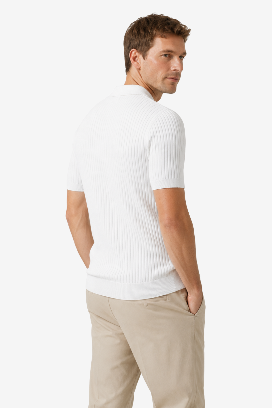 NOMU | Men's Ribbed Knit Polo Shirt – Modern Smart Casual Short Sleeve Top