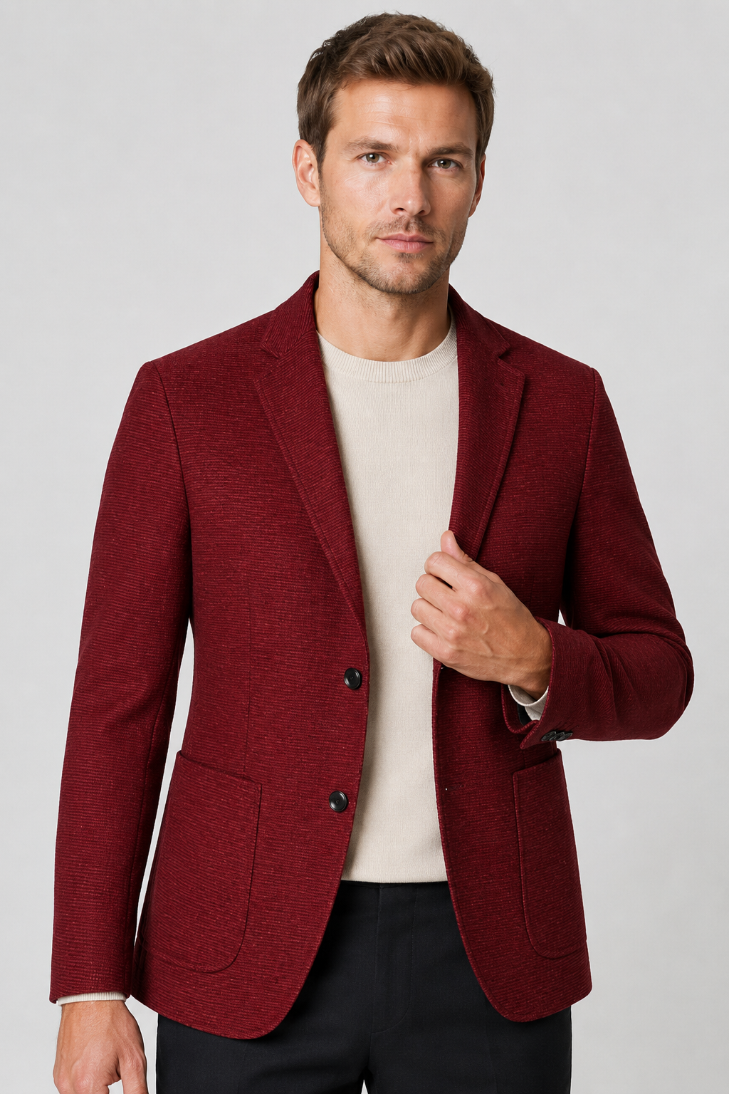 NOMU | Men's Textured Tailored Blazer – Smart Casual Single-Breasted Jacket