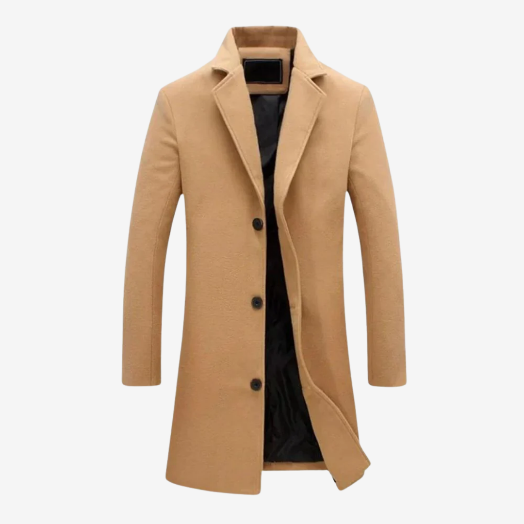 NOMU | Men's Classic Wool Blend Overcoat – Tailored Single-Breasted Coat